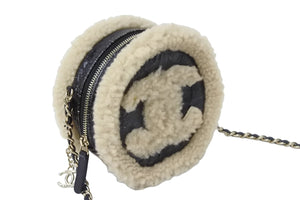 CHANEL シャネル ショルダーバッグ チェーンショルダー ムートン 28番台 ココマーク ブラック ゴールド金具 美品 中古 55086