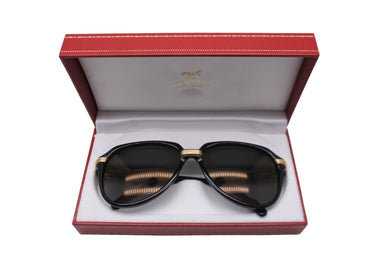 CARTIER カルティエ ヴィンテージ ティアドロップサングラス 140 トリニティ 91年 プラスチック ブラック ゴールド 美品 中古 55090