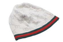画像をギャラリービューアに読み込む, GUCCI グッチ ベビーニットキャップ 帽子 GG柄 261826 3K206 9266 ウール ベージュ レッド グリーン キッズ 良品 中古 55099 