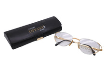 Load image into Gallery viewer, TIFFANY&amp;Co. ティファニー サングラス メガネ 23k T360 ヴィンテージ 度無し 54◻︎18 135 ゴールド ブラック 美品 中古 55100