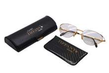 Load image into Gallery viewer, TIFFANY&amp;Co. ティファニー サングラス メガネ 23k T360 ヴィンテージ 度無し 56◻︎18 135 ゴールド ブラック 美品 中古 55101