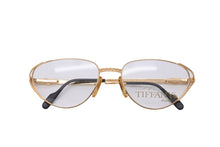 Load image into Gallery viewer, TIFFANY&amp;Co. ティファニー サングラス メガネ 23k T360 ヴィンテージ 度無し 56◻︎18 135 ゴールド ブラック 美品 中古 55101