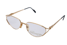 Load image into Gallery viewer, TIFFANY&amp;Co. ティファニー サングラス メガネ 23k T360 ヴィンテージ 度無し 56◻︎18 135 ゴールド ブラック 美品 中古 55101