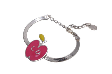 Christian Dior クリスチャンディオール ブレスレット りんご CDロゴ 金属素材 ピンク イエロー シルバー 11.3g 美品 中古 55116