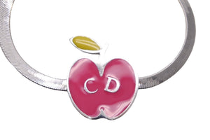 Christian Dior クリスチャンディオール ブレスレット りんご CDロゴ 金属素材 ピンク イエロー シルバー 11.3g 美品 中古 55116