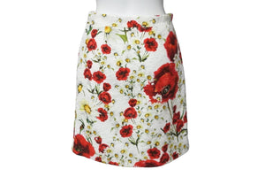 DOLCE&GABBANA ドルチェアンドガッバーナ タイトスカート セミフレアスカート 薔薇 マーガレット 膝上 11/12 美品 中古 55133
