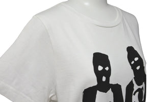 5 PREVIEW ファイブ プレビュー 半袖Ｔシャツ プリントT 覆面カップル 13-0301008 コットン ホワイト ブラック 美品 中古 55134