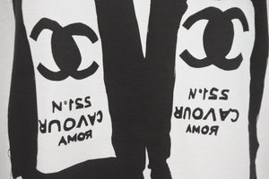 5 PREVIEW ファイブ プレビュー 半袖Ｔシャツ プリントT 覆面カップル 13-0301008 コットン ホワイト ブラック 美品 中古 55134