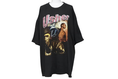 USHER アッシャー 半袖Tシャツ ラップT プリントT トップス R&B U Got It Bad コットン ブラック XL ユニセックス 美品 中古 55145