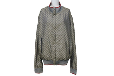 GUCCI グッチ ブルゾン ナイロン GG柄 ジップアップジャケット ベージュ size52 232050 Z7313 シルバー金具 美品 中古 55164 
