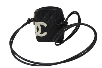 CHANEL シャネル ポシェット ミニ ショルダーバッグ カンボンライン ココマーク８番代 ブラック ホワイト 良品 中古 55166