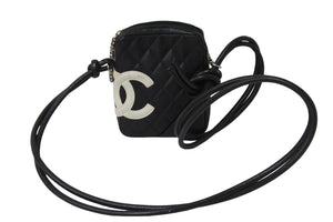 CHANEL シャネル ポシェット ミニ ショルダーバッグ カンボンライン ココマーク８番代 ブラック ホワイト 良品 中古 55166