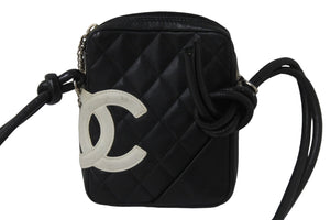 CHANEL シャネル ポシェット ミニ ショルダーバッグ カンボンライン ココマーク８番代 ブラック ホワイト 良品 中古 55166