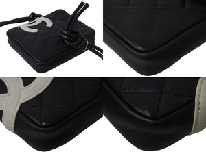 CHANEL シャネル ポシェット ミニ ショルダーバッグ カンボンライン ココマーク８番代 ブラック ホワイト 良品 中古 55166