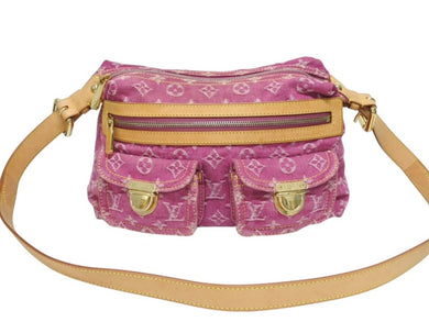 LOUIS VUITTON ルイヴィトン バギーPM モノグラムデニム ショルダーバッグ M95212 デニム レザー ピンク 美品 中古 4b005520