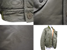 Load image into Gallery viewer, PHENOMENON フェノメノン MA-1ジャケット 2013年AW 38 M ナイロン ポリエステル グリーン オレンジ シルバー金具 美品 中古 55207