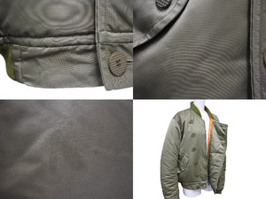 PHENOMENON フェノメノン MA-1ジャケット 2013年AW 38 M ナイロン ポリエステル グリーン オレンジ シルバー金具 美品 中古 55207