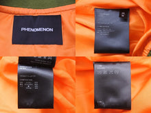 Load image into Gallery viewer, PHENOMENON フェノメノン MA-1ジャケット 2013年AW 38 M ナイロン ポリエステル グリーン オレンジ シルバー金具 美品 中古 55207