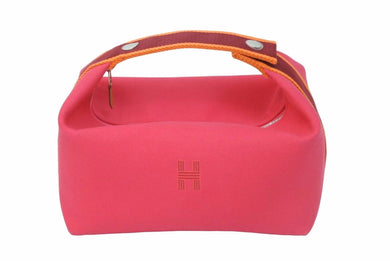 極美品 HERMES エルメス ハンドバッグ ブリッドアブラックＧＭ ジグザグ ピンク ボルドー オレンジ シルバー金具 中古 55233