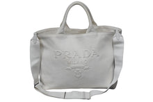 画像をギャラリービューアに読み込む, PRADA プラダ トートバッグ ドリル 2WAY トートバッグ ショルダーバッグ コットンキャンバス 1BG395 2VG081 中古 55241 