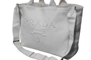 PRADA プラダ トートバッグ ドリル 2WAY トートバッグ ショルダーバッグ コットンキャンバス 1BG395 2VG081 中古 55241 