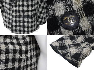 CHANEL シャネル ジャケットツイードジャケット ブラック ホワイト ココマーク ココボタン ブラック ホワイト 中古 55281