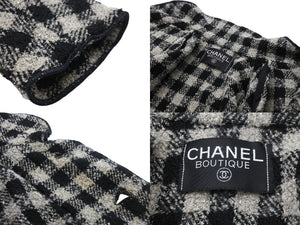 CHANEL シャネル ジャケットツイードジャケット ブラック ホワイト ココマーク ココボタン ブラック ホワイト 中古 55281