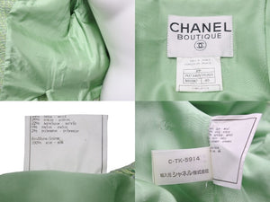 極美品 CHANEL シャネル ジャケット ココマーク 97P グリーン ツイード P07346V05393 サイズ40 中古 55317