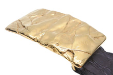 Load image into Gallery viewer, TOM FORD トムフォード ベルト バックル サイズ 105/42 レザー クロコ ゴールド ブラウン 良品 中古 55336