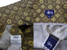 画像をギャラリービューアに読み込む, Stussy ステューシー 半袖シャツ モノグラム トップス USA製 コットン キャメル サイズL 美品 中古 55364