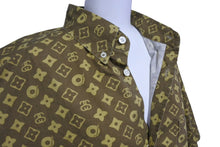 画像をギャラリービューアに読み込む, Stussy ステューシー 半袖シャツ モノグラム トップス USA製 コットン キャメル サイズL 美品 中古 55364