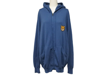 MOSCHINO モスキーノ ニット セーター ジップアップ ニット フーディー ブルー 美品 中古 55436