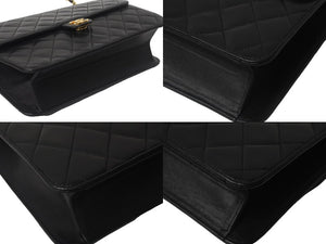 CHANEL シャネル チェーンショルダーバッグ プッシュロック 4番台 ココマーク ラムスキン ブラック ゴールド 美品 中古 55457