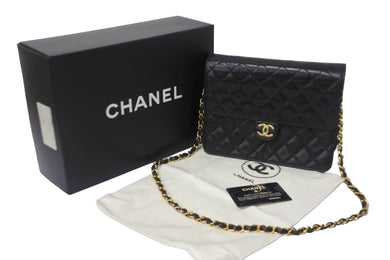 CHANEL シャネル ショルダーバッグ マトラッセ22 チェーン プッシュロック 3番台 ブラック ゴールド金具 レザー 美品 中古 55477
