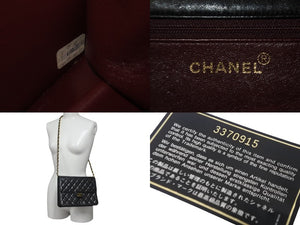 CHANEL シャネル ショルダーバッグ マトラッセ22 チェーン プッシュロック 3番台 ブラック ゴールド金具 レザー 美品 中古 55477