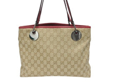 画像をギャラリービューアに読み込む, 極美品 GUCCI グッチ トートバッグ ハンドバッグ 120837 GGキャンバス レザー ベージュ レッド ブラック 金属金具 中古 4b005548 