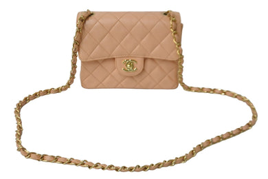 CHANEL シャネル チェーンショルダーバッグ ミニマトラッセ17cm 8番台 キャビア サーモンピンク ゴールド金具 美品 中古 55485