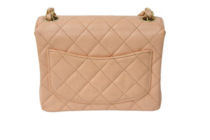 CHANEL シャネル チェーンショルダーバッグ ミニマトラッセ17cm 8番台 キャビア サーモンピンク ゴールド金具 美品 中古 55485