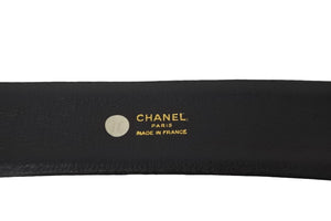 CHANEL シャネル ベルト バックル COCOロゴ ブラック レザー プラスチック ホワイト ゴールド金具 ユニセックス 美品 中古 55497