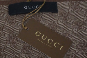 未使用 GUCCI グッチ マフラー ストール ショール GG総柄 シェリーライン フリンジ ブラウン ベージュ 中古 55527 
