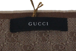 未使用 GUCCI グッチ マフラー ストール ショール GG総柄 シェリーライン フリンジ ブラウン ベージュ 中古 55527 