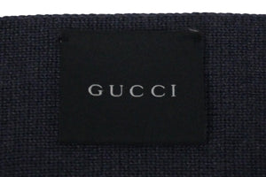 極美品 GUCCI グッチ マフラー ショールウール ストライプ グレー ネイビー レッド 中古 55528 