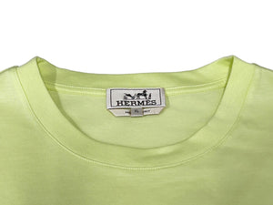 新品同様 HERMES エルメス 半袖Ｔシャツ レザーミニパッチ コットン 23SS サイズXL グリーン 中古 53656