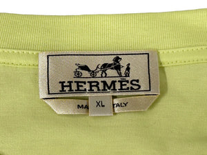 新品同様 HERMES エルメス 半袖Ｔシャツ レザーミニパッチ コットン 23SS サイズXL グリーン 中古 53656