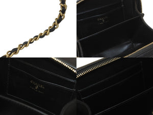 極美品 CHANEL シャネル CCフィグリー ミニチェーンショルダーバッグ A84452 キャビアスキン ブラック ゴールド金具 中古 55712