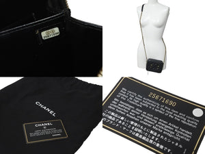 極美品 CHANEL シャネル CCフィグリー ミニチェーンショルダーバッグ A84452 キャビアスキン ブラック ゴールド金具 中古 55712
