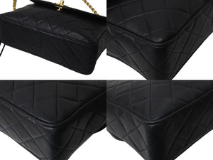 CHANEL シャネル ショルダーバッグ マトラッセ ビジュー チェーンショルダー 紺 フリンジ ラムスキン 美品 中古 55768