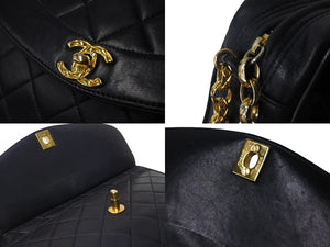 CHANEL シャネル ショルダーバッグ マトラッセ ビジュー チェーンショルダー 紺 フリンジ ラムスキン 美品 中古 55768