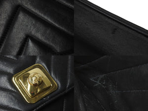 CHANEL シャネル ショルダーバッグ シェブロンステッチ ブラック ココマーク 2番台 ラムスキン ゴールド金具 美品 中古 55769