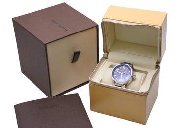 LOUIS VUITTON ルイヴィトン 時計 タンブールGM クォーツ ステンレス レザー ブラウン Q1211 良品 中古 55780